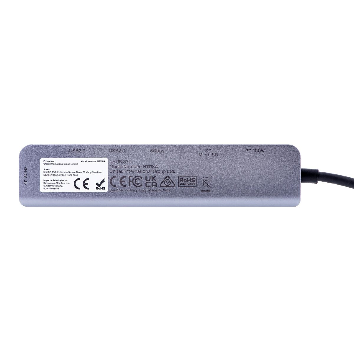 USB Centrmezgls Unitek H1118A 100 W